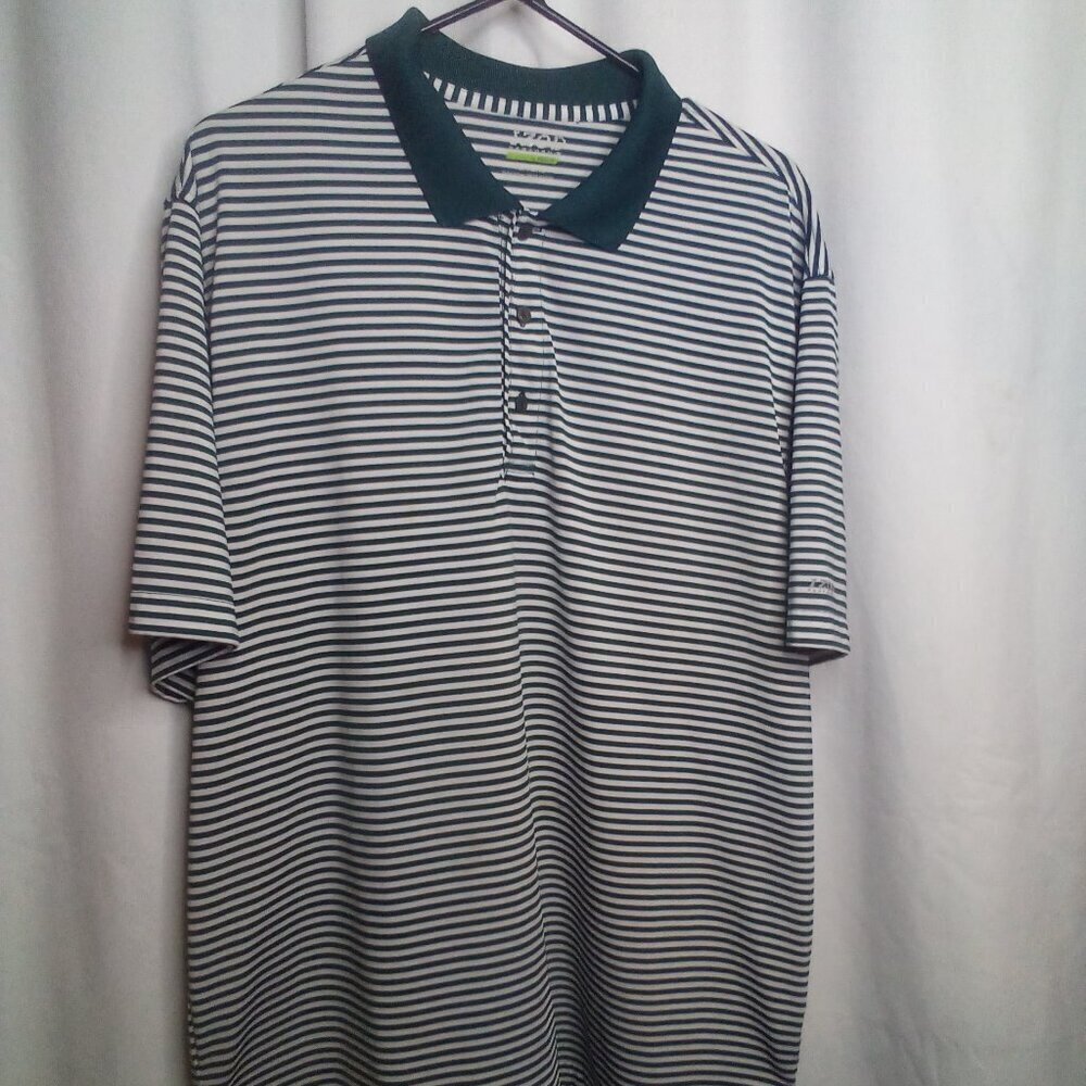 Izod Golf Polo Shirt Men XL Short Sleeve Stripe Green